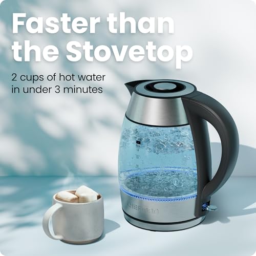 Chefman Electric Kettle 1500W, 1.8L Hot Water Boiler, Removable Lid for Easy Cleaning, LED Indicators, Auto Shutoff & Boil-Dry Protection, Borosilicate Glass Electric Tea Kettle – Stainless Steel - My Kitchen Products