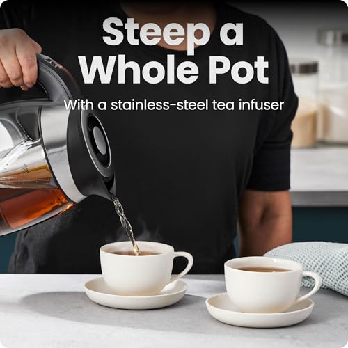 Chefman Electric Kettle with Temperature Control, 5 Presets LED Indicator Lights, Removable Tea Infuser, Glass Tea Kettle & Hot Water Boiler, 360° Swivel Base, BPA Free, Stainless Steel, 1.8 Liters - My Kitchen Products