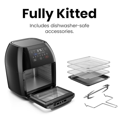 CHEFMAN Multifunctional Digital Air Fryer+ Rotisserie, Dehydrator, Convection Oven, 17 Touch Screen Presets Fry, Roast, Dehydrate, Bake, XL 10L Family Size, Auto Shutoff, Large Easy-View Window, Black - My Kitchen Products