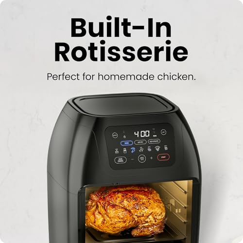 CHEFMAN Multifunctional Digital Air Fryer+ Rotisserie, Dehydrator, Convection Oven, 17 Touch Screen Presets Fry, Roast, Dehydrate, Bake, XL 10L Family Size, Auto Shutoff, Large Easy-View Window, Black - My Kitchen Products