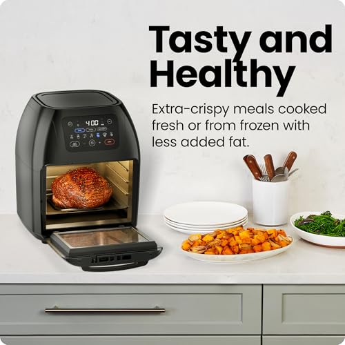 CHEFMAN Multifunctional Digital Air Fryer+ Rotisserie, Dehydrator, Convection Oven, 17 Touch Screen Presets Fry, Roast, Dehydrate, Bake, XL 10L Family Size, Auto Shutoff, Large Easy-View Window, Black - My Kitchen Products