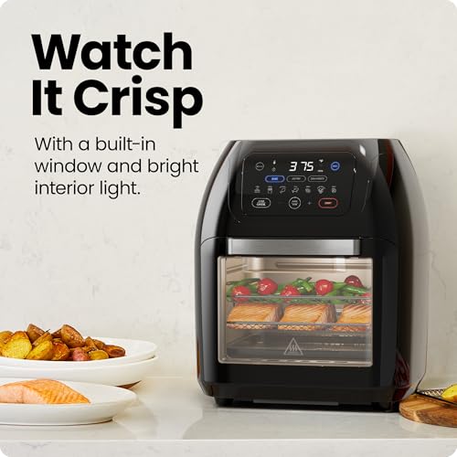 CHEFMAN Multifunctional Digital Air Fryer+ Rotisserie, Dehydrator, Convection Oven, 17 Touch Screen Presets Fry, Roast, Dehydrate, Bake, XL 10L Family Size, Auto Shutoff, Large Easy-View Window, Black - My Kitchen Products