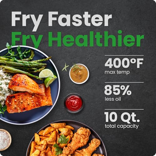 CHEFMAN Multifunctional Digital Air Fryer+ Rotisserie, Dehydrator, Convection Oven, 17 Touch Screen Presets Fry, Roast, Dehydrate, Bake, XL 10L Family Size, Auto Shutoff, Large Easy-View Window, Black - My Kitchen Products