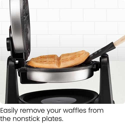 Chefman Rotating Belgian Waffle Maker, 180° Flip Iron w/ Non-Stick Plates, Adjustable Timer, Locking Lid, & Drip Plate, Space Saving Storage, Mess-Free Breakfast, Stainless Steel/Black - My Kitchen Products
