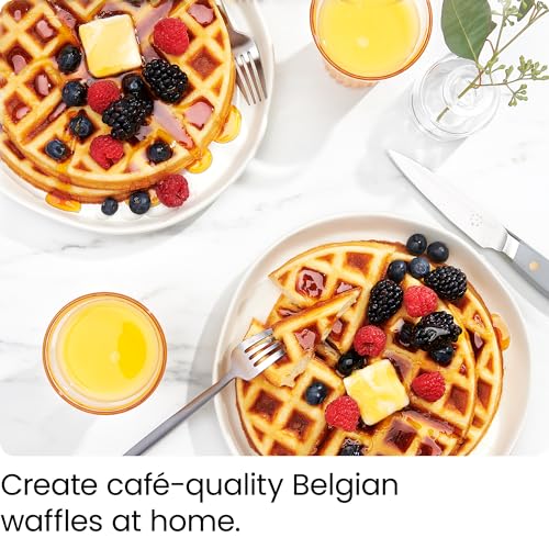 Chefman Rotating Belgian Waffle Maker, 180° Flip Iron w/ Non-Stick Plates, Adjustable Timer, Locking Lid, & Drip Plate, Space Saving Storage, Mess-Free Breakfast, Stainless Steel/Black - My Kitchen Products