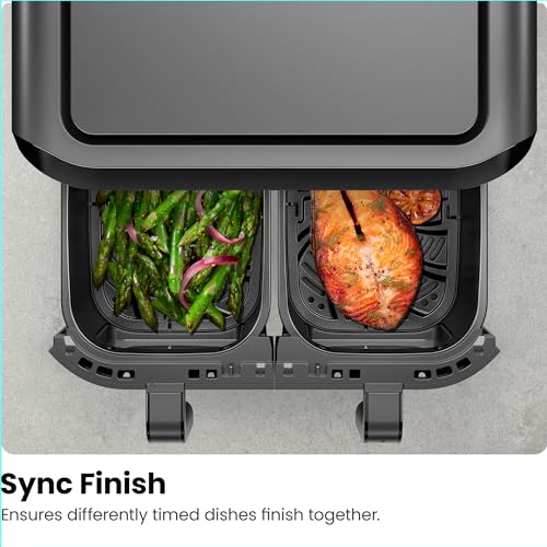 Chefman TurboFry Touch Dual Air Fryer, Maximize The Healthiest Meals With Double Basket Capacity, One-Touch Digital Controls And Shake Reminder For The Perfect Crispy And Low-Calorie Finish - My Kitchen Products