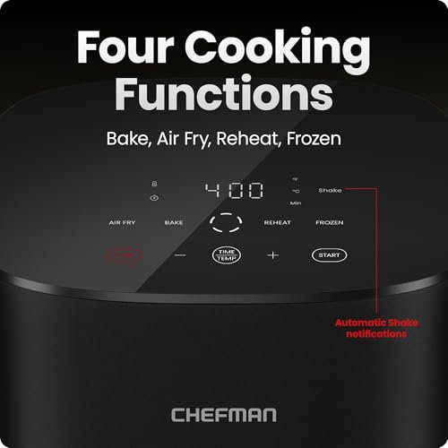 Chefman TurboX 4-in-1 Air Fryer, 5-Quart Airfryer for Extra Crispy Chicken, Fries, Wings, and More, Air Fry, Bake, Reheat, and Frozen Functions, Digital Touch Controls, Dishwasher Safe - My Kitchen Products