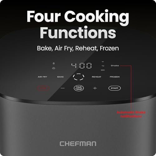 Chefman TurboX 4-in-1 Air Fryer, 5-Quart Airfryer for Extra Crispy Chicken, Fries, Wings, and More, Air Fry, Bake, Reheat, and Frozen Functions, Digital Touch Controls, Dishwasher Safe - Gray - My Kitchen Products