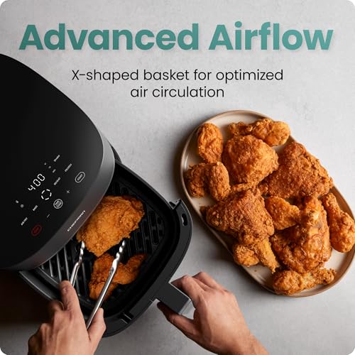 Chefman TurboX 4-in-1 Air Fryer, 5-Quart Airfryer for Extra Crispy Chicken, Fries, Wings, and More, Air Fry, Bake, Reheat, and Frozen Functions, Digital Touch Controls, Dishwasher Safe - Gray - My Kitchen Products