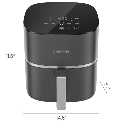 Chefman TurboX 4-in-1 Air Fryer, 5-Quart Airfryer for Extra Crispy Chicken, Fries, Wings, and More, Air Fry, Bake, Reheat, and Frozen Functions, Digital Touch Controls, Dishwasher Safe - Gray - My Kitchen Products