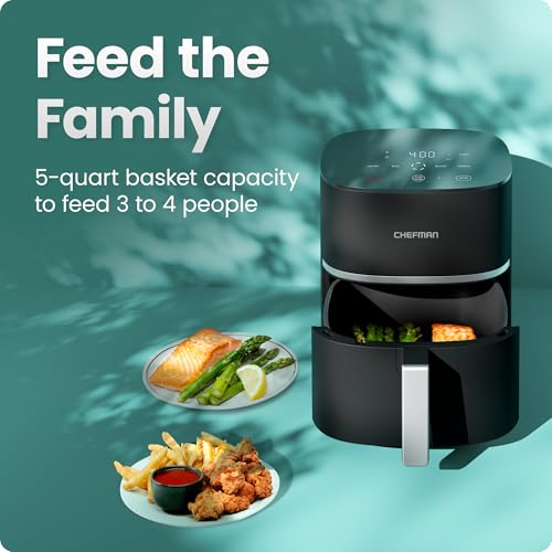 Chefman TurboX 4-in-1 Air Fryer, 5-Quart Airfryer for Extra Crispy Chicken, Fries, Wings, and More, Air Fry, Bake, Reheat, and Frozen Functions, Digital Touch Controls, Dishwasher Safe - My Kitchen Products