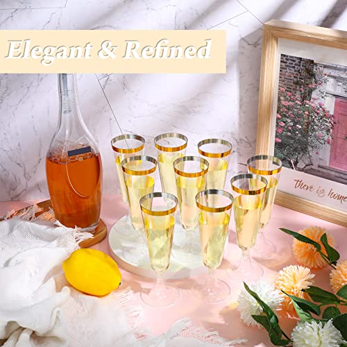 CHENGU 200 Pack Plastic Champagne Flutes, 5 oz Disposable Shatterproof Champagne Glasses Toasting Wine Glasses Cocktail Cups for Wedding, Parties, New Year's Eve for Celebration(Gold) - My Kitchen Products