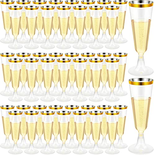 CHENGU 200 Pack Plastic Champagne Flutes, 5 oz Disposable Shatterproof Champagne Glasses Toasting Wine Glasses Cocktail Cups