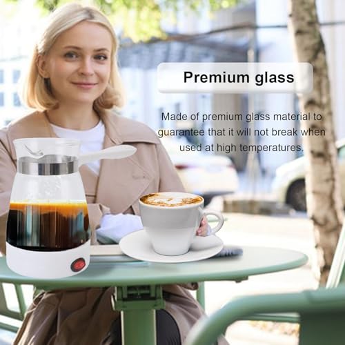 CHEOTIME 600ML Electric Turkish Coffee Maker, 600W Electric Turkish Coffee Pot, Glass Stainless Steel Coffee Tea Warmer Kettle Removable Anti Scald Handle for Home Heat Water Tea - My Kitchen Products