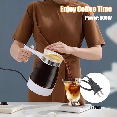 CHEOTIME 600ML Electric Turkish Coffee Maker, 600W Electric Turkish Coffee Pot, Glass Stainless Steel Coffee Tea Warmer Kettle Removable Anti Scald Handle for Home Heat Water Tea - My Kitchen Products