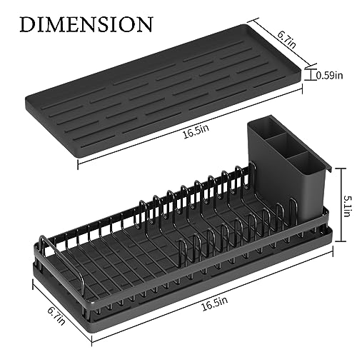 CHLORYARD Small Dish Drying Rack, Compact Sink Dish Drainer Plate Organizer with Utensil Holder and 2pcs Silicone Drying Mats for Kitchen Counter, RVs, Apartments - My Kitchen Products