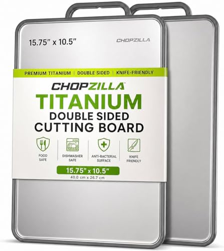 Chopzilla XL Titanium Cutting Board, Food Safe Double Sided PP and Titanium Cutting Boards for Kitchen with Etched-In Ruler for Meats, Vegetable Chopping, Dishwasher Safe - 15.75" x 10.5" (1 Pk) - My Kitchen Products