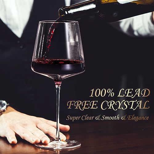 Chouggo 21Oz Crystal Wine Glasses Set of 6, Premium Large White or Red Wine Glasses, Hand Blown Tall Long Stem, Gifts for Women, Men, Wedding, Anniversary, Christmas, Birthday - My Kitchen Products