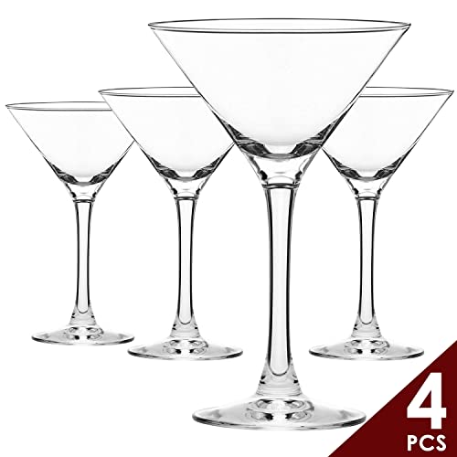 Chouggo Martini Glasses Set of 4, Hand Blown Premium Crystal Cocktail Glasses, for Bar, Martini, Cosmopolitan, Manhattan, Gimlet, Pisco Sour - 9Oz, Clear - My Kitchen Products