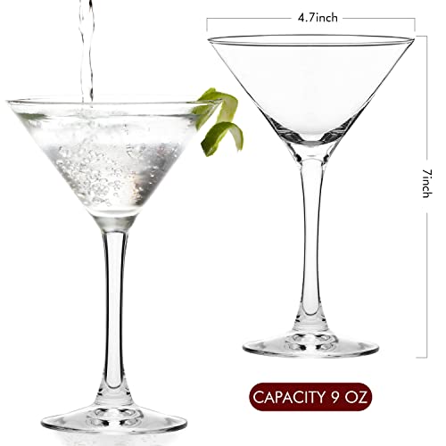 Chouggo Martini Glasses Set of 4, Hand Blown Premium Crystal Cocktail Glasses, for Bar, Martini, Cosmopolitan, Manhattan, Gimlet, Pisco Sour - 9Oz, Clear - My Kitchen Products
