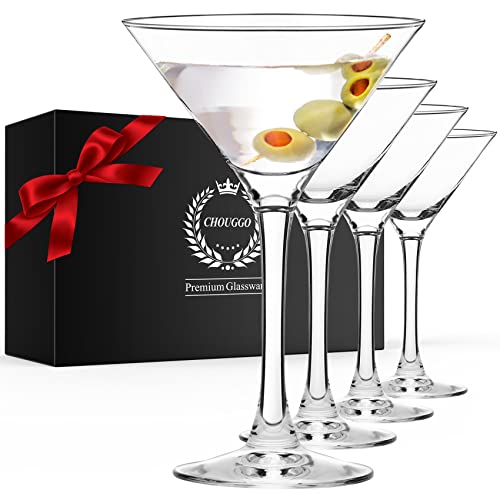 Chouggo Martini Glasses Set of 4, Hand Blown Premium Crystal Cocktail Glasses, for Bar, Martini, Cosmopolitan