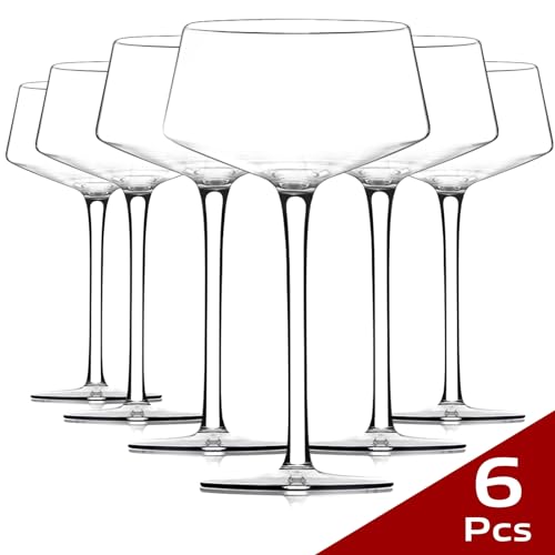 Chouggo Martini Glasses Set of 6, 8Oz Coupe Cocktail Glasses, Hand Blown Premium Crystal Cocktail Glass for Bar, Martini, Cosmopolitan, Manhattan - My Kitchen Products