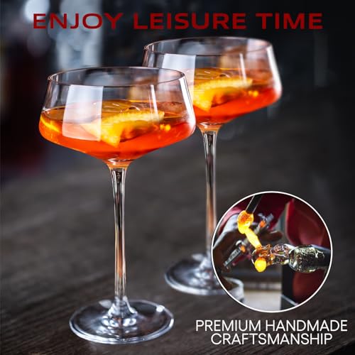 Chouggo Martini Glasses Set of 6, 8Oz Coupe Cocktail Glasses, Hand Blown Premium Crystal Cocktail Glass for Bar, Martini, Cosmopolitan, Manhattan - My Kitchen Products