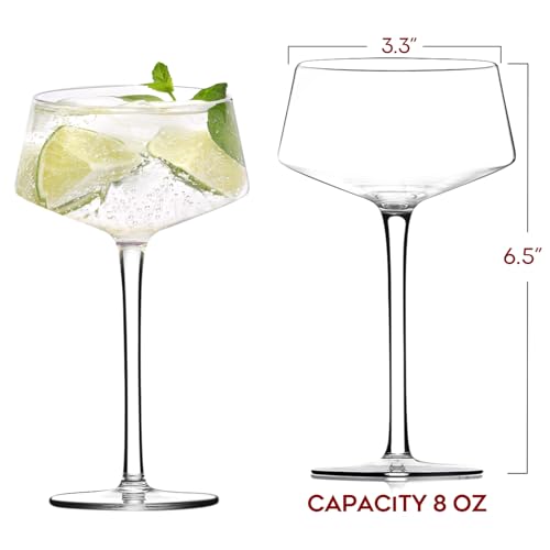 Chouggo Martini Glasses Set of 6, 8Oz Coupe Cocktail Glasses, Hand Blown Premium Crystal Cocktail Glass for Bar, Martini, Cosmopolitan, Manhattan - My Kitchen Products