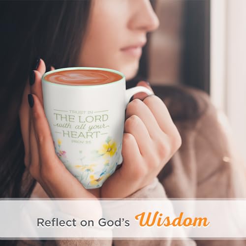 Christian Art Gifts Inspirational Ceramic Coffee & Tea Scripture Mug for Women: Trust in the Lord Encouraging Bible Verse, Microwave & Dishwasher Safe Lead-free, Multicolor Floral, Light Green, 12 oz. - My Kitchen Products