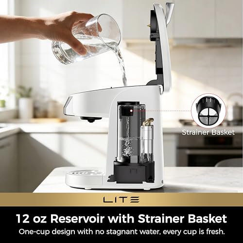 CHULUX Lite Single Serve Coffee Maker for K Cup Capsules, Single Cup Reservoir Coffee Maker with One Touch Brewing, 5 to 12 Oz Brew Sizes, Designed Specifically for Standard Mugs, White - My Kitchen Products