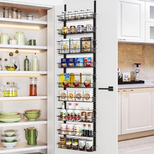 Churboro Over the Door Pantry Organizer Rack with 9 Adjustable