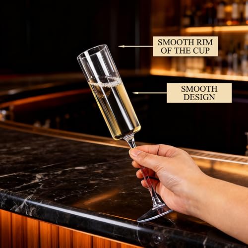 Ciaell 24 Pack Plastic Champagne Flutes - Clear 6 Oz Disposable Champagne Glasses - Square Plastic Toasting Glasses for Party Birthday Anniversary Wedding - My Kitchen Products