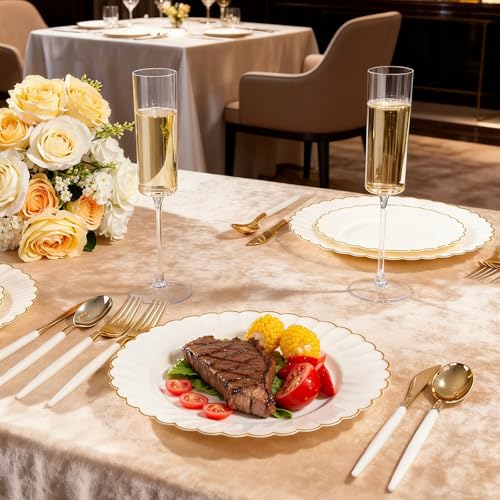 Ciaell 24 Pack Plastic Champagne Flutes - Clear 6 Oz Disposable Champagne Glasses - Square Plastic Toasting Glasses for Party Birthday Anniversary Wedding - My Kitchen Products