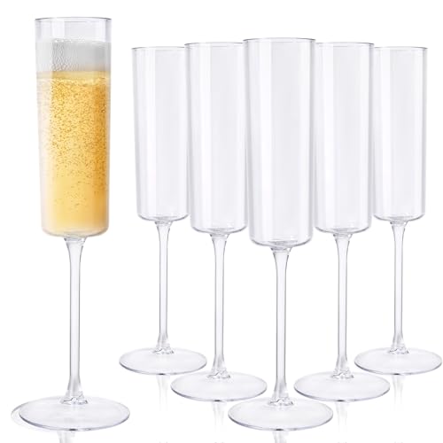 Ciaell 24 Pack Plastic Champagne Flutes, Clear 6 Oz Disposable Champagne