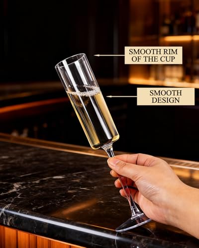 Ciaell 36 Pack Plastic Champagne Flutes - 6 Oz Disposable Champagne Glasses - Square Clear Plastic Toasting Glasses for Party Birthday Anniversary Wedding - My Kitchen Products
