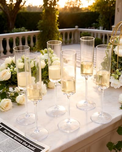 Ciaell 36 Pack Plastic Champagne Flutes - 6 Oz Disposable Champagne Glasses - Square Clear Plastic Toasting Glasses for Party Birthday Anniversary Wedding - My Kitchen Products