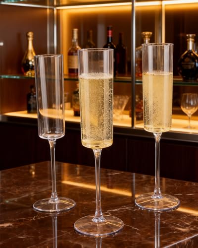 Ciaell 36 Pack Plastic Champagne Flutes - 6 Oz Disposable Champagne Glasses - Square Clear Plastic Toasting Glasses for Party Birthday Anniversary Wedding - My Kitchen Products