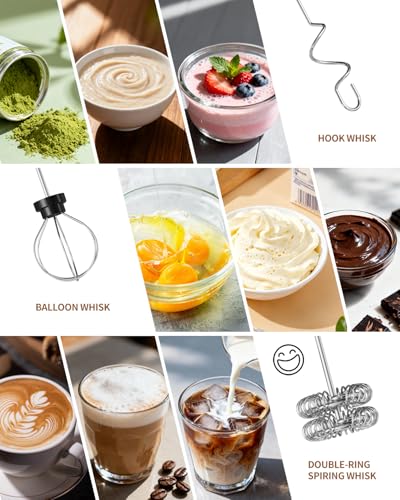 CIRCLE JOY Rechargeable Handheld Milk Frother Wand with 3 Variable Speeds, 3 Whisks and Storage Box, Electric Drink Mixer for Latte, Cappuccino, Hot Chocolate, Eggs and Protein Powder, Black - My Kitchen Products