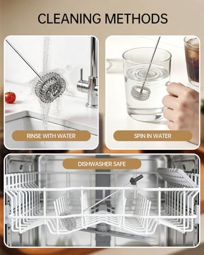 CIRCLE JOY Rechargeable Milk Frother Handheld with Stand, Dual Spring Whisk Electric Foam Maker, Detachable Hand Frother Wand Drink Mixer for Lattes, Cappuccino, Macchiato, Hot Chocolate, Silver - My Kitchen Products