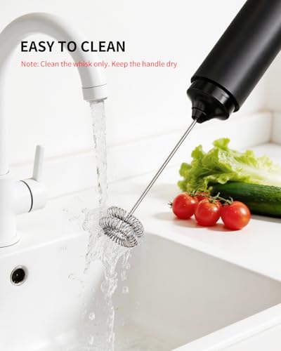 CIRCLE JOY Rechargeable Milk Frother Hanheld, Dual Coil Whisk Head Electric Coffee Frother, Portable Hand Frother Wand Drink Mixer for Matcha Lattes Cappuccino, Kitchen Gifts, Black - My Kitchen Products