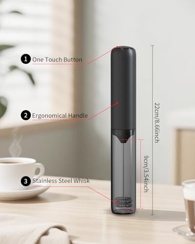 CIRCLE JOY Rechargeable Milk Frother Hanheld, Dual Coil Whisk Head Electric Coffee Frother, Portable Hand Frother Wand Drink Mixer for Matcha Lattes Cappuccino, Kitchen Gifts, Black - My Kitchen Products