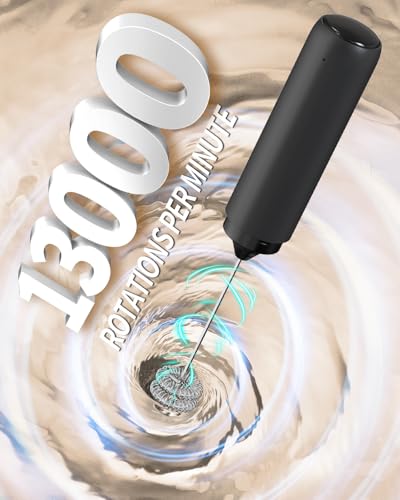 CIRCLE JOY Rechargeable Milk Frother Hanheld, Dual Coil Whisk Head Electric Coffee Frother, Portable Hand Frother Wand Drink Mixer for Matcha Lattes Cappuccino, Kitchen Gifts, Black - My Kitchen Products