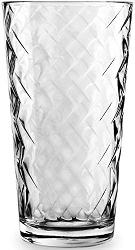 Circleware Chevron Huge 12-Piece Glassware Set of Highball Tumbler Drinking Glasses and Whiskey Cups for Water, Beer, Juice, Ice Tea Beverages, 6-15.75 oz & 6-12.5 oz, Clear - My Kitchen Products