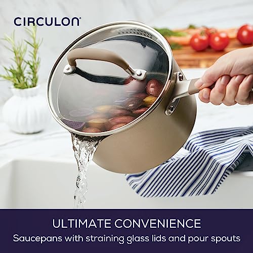 Circulon Premier Professional Hard Anodized Nonstick Cookware Induction Pots and Pans Set Nonstick, Home Essentials, 12-Piece, Bronze - My Kitchen Products