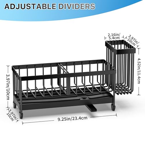 Cisily Sponge Holder for Kitchen Sink, Sink Caddy Organizer with High Brush Holder, Kitchen Countertop Organizers and Storage Essentials, Rustproof 304 Stainless Steel (Black, 9.25″) - My Kitchen Products