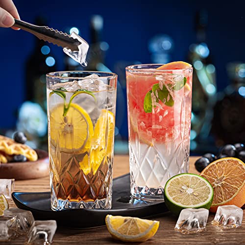 Claplante Crystal Highball Glasses, Set of 8 Glass Drinking Glasses, 11 oz Durable Drinkware Cups for Cocktails, Water, Juice, Beer, Wine-Special Edition Glassware Set, Dishware, Dishwasher Safe - My Kitchen Products