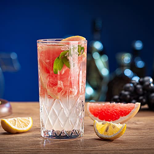 Claplante Crystal Highball Glasses, Set of 8 Glass Drinking Glasses, 11 oz Durable Drinkware Cups for Cocktails, Water, Juice, Beer, Wine-Special Edition Glassware Set, Dishware, Dishwasher Safe - My Kitchen Products