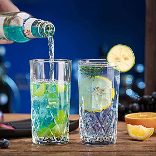 Claplante Crystal Highball Glasses, Set of 8 Glass Drinking Glasses, 11 oz Durable Drinkware Cups for Cocktails, Water, Juice, Beer, Wine-Special Edition Glassware Set, Dishware, Dishwasher Safe - My Kitchen Products