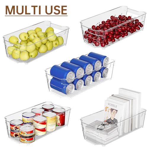 Clear Fridge Organizer, Refrigerator Organizer Bins with Handle, Freezer, Kitchen Cabinet, Pantry Organization, BPA Free Fridge Organizers (12.4 inch 8 Pack) - My Kitchen Products