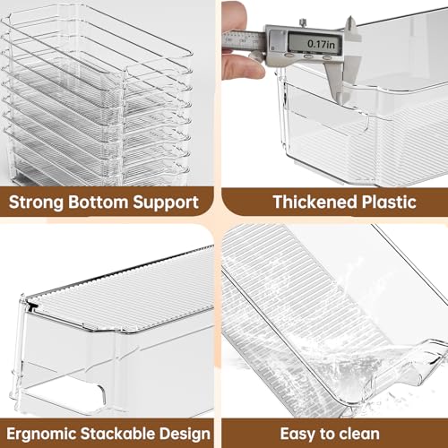 Clear Fridge Organizer, Refrigerator Organizer Bins with Handle, Freezer, Kitchen Cabinet, Pantry Organization, BPA Free Fridge Organizers (12.4 inch 8 Pack) - My Kitchen Products